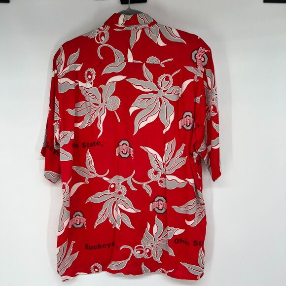 VTG Reyn Spooner Ohio State Buckeyes Button Up Shirt Mens S Red Hawaiian Sports - Picture 2 of 7